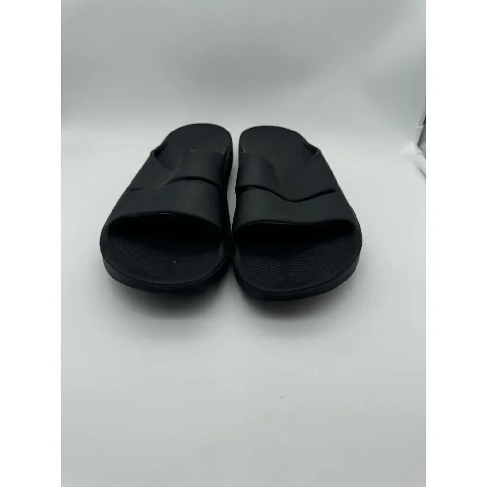Oofos Ooahh Luxe Unisex Black Slide Sandals size M12-W14‎